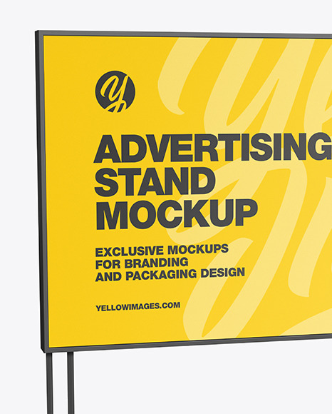 Download Led Display Stand Mockup In Outdoor Advertising Mockups On Yellow Images Object Mockups