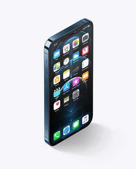 iPhone 12 Pro Isometric on Yellow Images Object Mockups