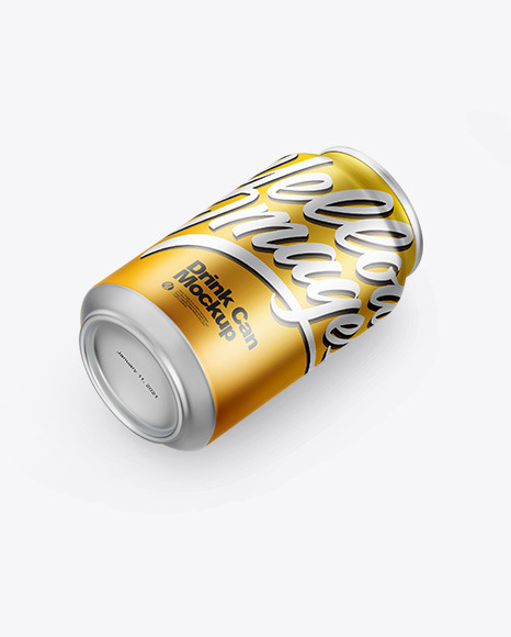 Matte Metallic Drink Can Mockup on Yellow Images Object Mockups