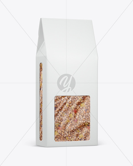 Download Kraft Paper Box With Muesli Mockup In Box Mockups On Yellow Images Object Mockups