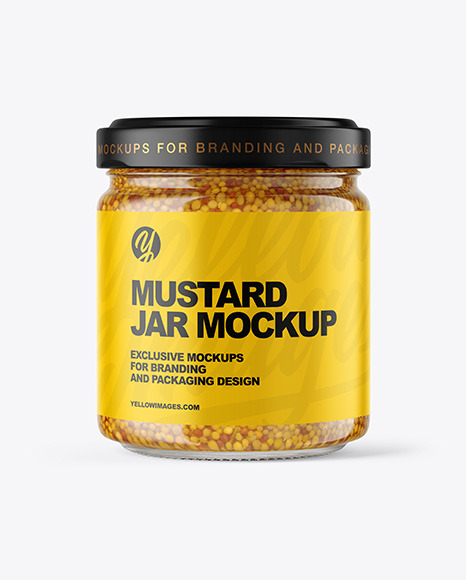Clear Glass Jar with Wholegrain Mustard Mockup