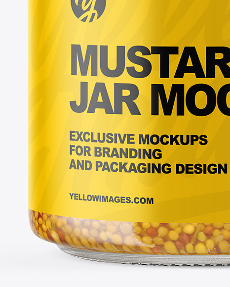 Clear Glass Jar with Wholegrain Mustard Mockup PSD #1