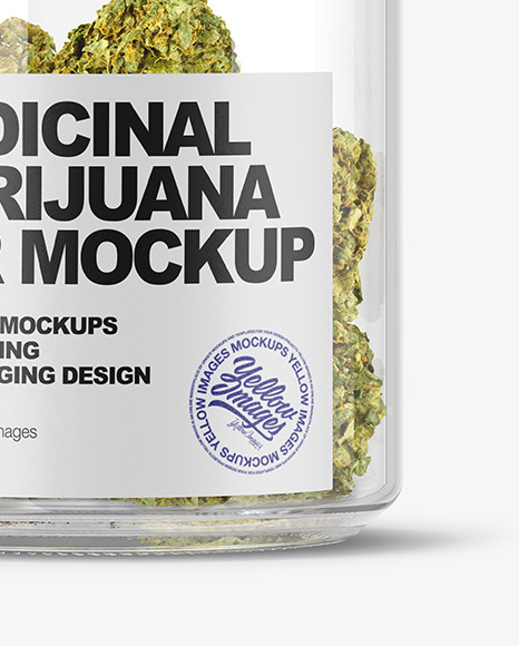 Glass Jar w Weed Buds Mockup PSD #1