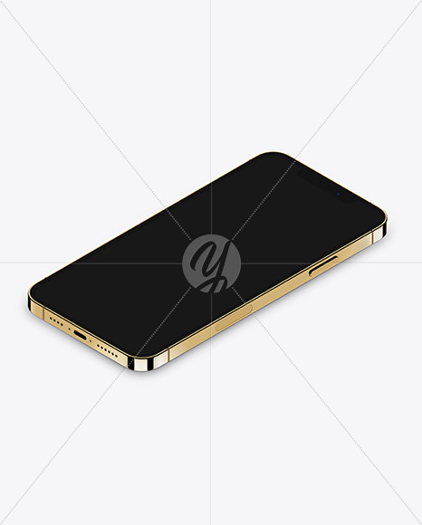 Download Isometric Apple Iphone 12 Pro Max Gold Mockup In Device Mockups On Yellow Images Object Mockups