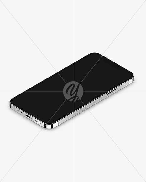 Download Isometric Apple iPhone 12 Pro Max Silver Mockup Free Mockups