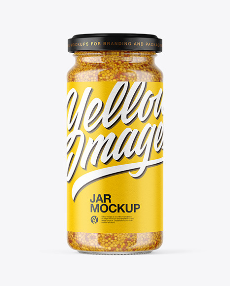 Clear Glass Jar with Wholegrain Mustard Mockup