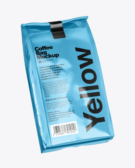 Two Glossy Metallic Coffee Bag Packaging Mockup PSD #6