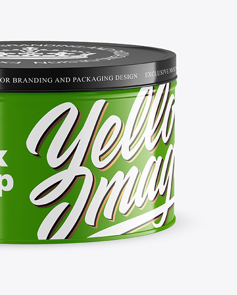 Glossy Round Tin Box Mockup PSD #1