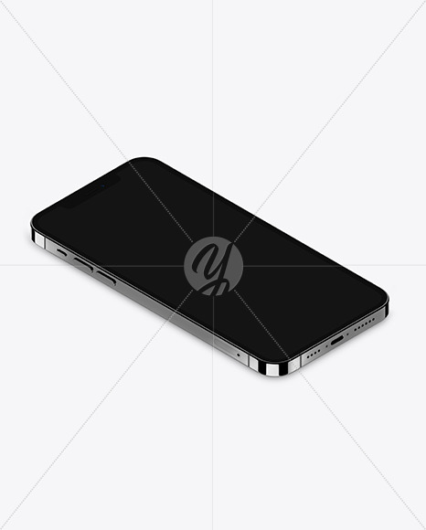 Download Isometric Apple Iphone 12 Pro Max Graphite Mockup In Device Mockups On Yellow Images Object Mockups