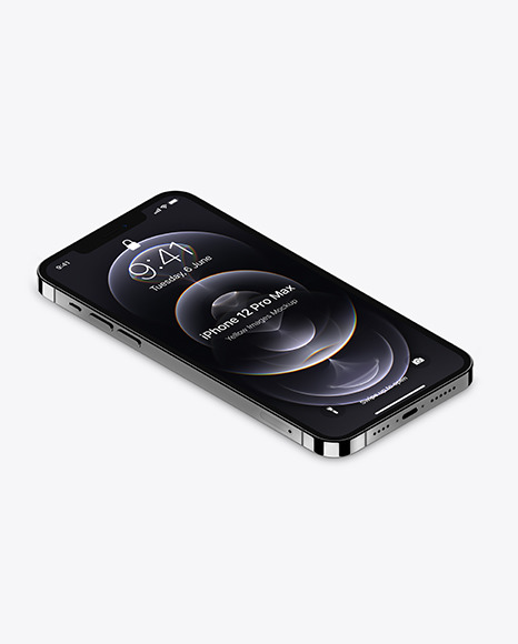 Isometric Apple iPhone 12 Pro Max Graphite Mockup PSD #2