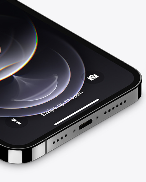 Isometric Apple iPhone 12 Pro Max Graphite Mockup PSD #4