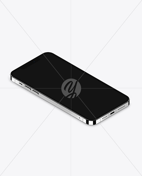 Download Isometric Apple Iphone 12 Pro Max Silver Mockup In Device Mockups On Yellow Images Object Mockups