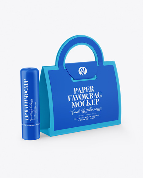 Download Glossy Lip Balm Tube Paper Favor Bag Mockup In Packaging Mockups On Yellow Images Object Mockups