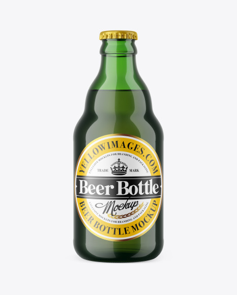 Green Glass Beer Bottle Mockup