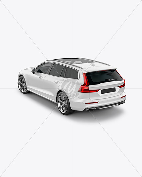 Download Station Wagon Mockup - Back Half Side View (High-Angle Shot) Free Mockups