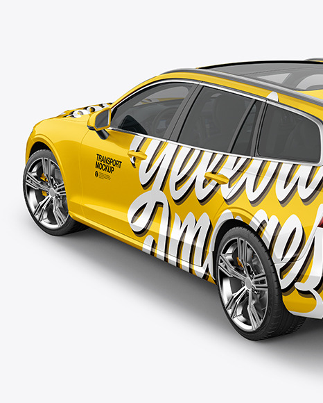 Station Wagon Mockup - Back Half Side View (High-Angle Shot)