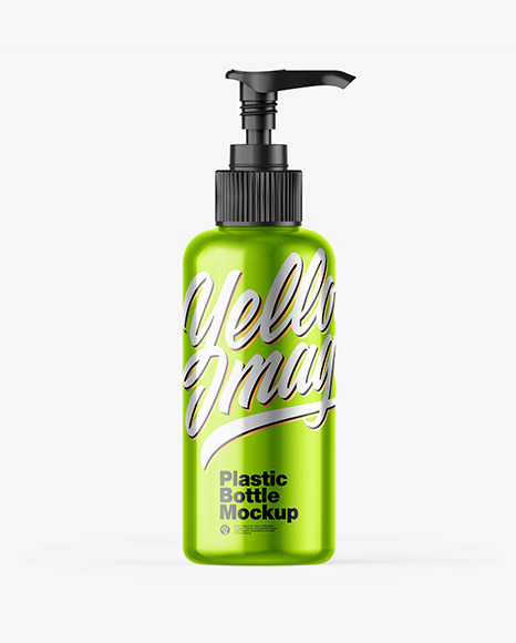 Metallic Sanitizer Bottle w/ Open Pump Mockup