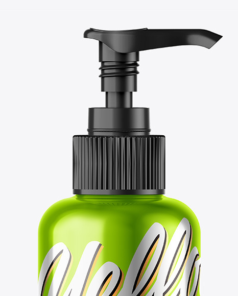 Metallic Sanitizer Bottle w  Open Pump Mockup PSD #2