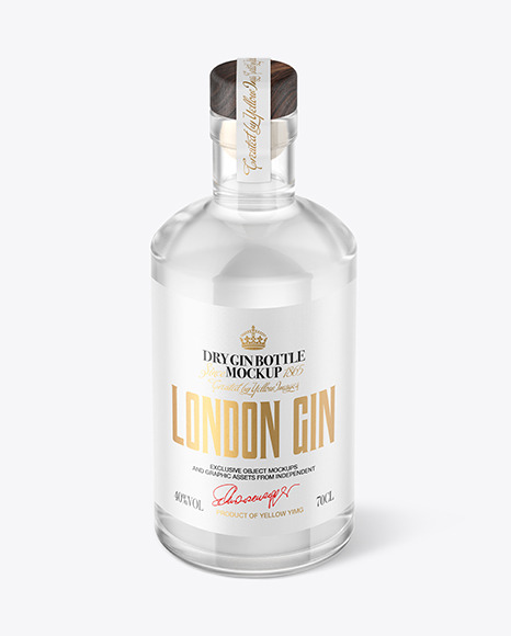 Download Dry Gin Bottle With Wooden Cap Mockup In Bottle Mockups On Yellow Images Object Mockups