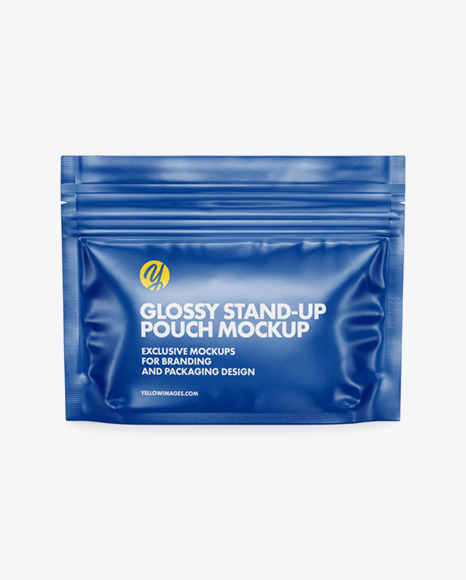 Download Glossy Stand Up Pouch Mockup In Pouch Mockups On Yellow Images Object Mockups