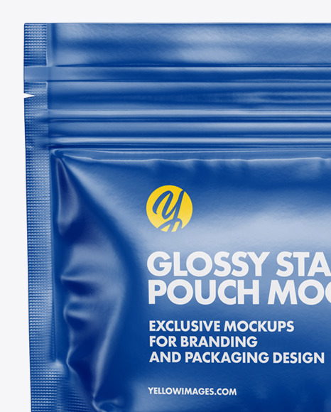 Download Glossy Stand Up Pouch Mockup In Pouch Mockups On Yellow Images Object Mockups