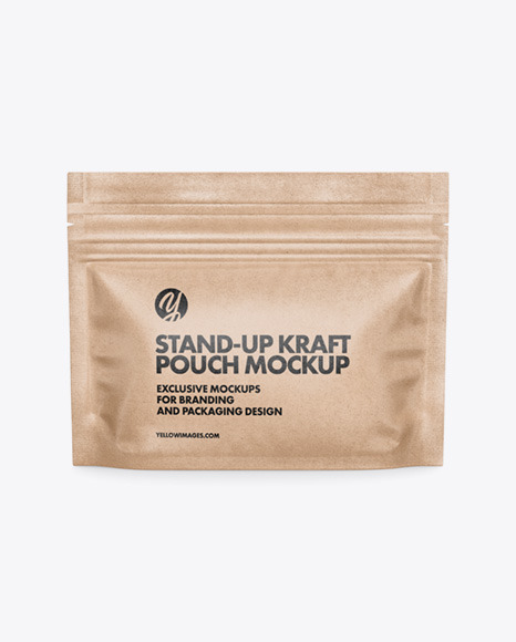 Download Kraft Stand Up Pouch Mockup In Pouch Mockups On Yellow Images Object Mockups