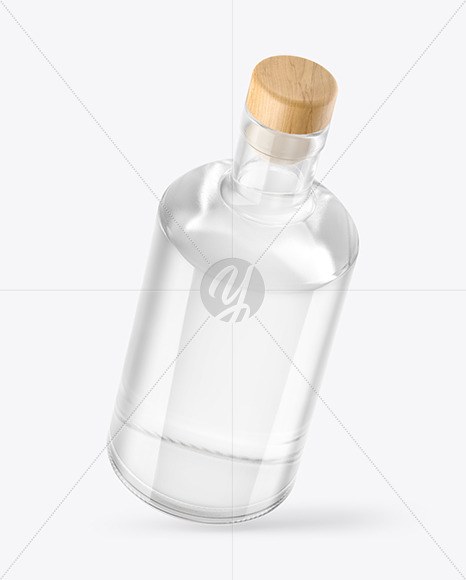 Dry Gin Bottle with Wooden Cap Mockup PSD Mockups