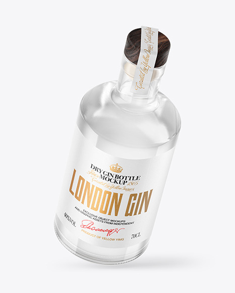 Dry Gin Bottle with Wooden Cap Mockup PSD #2