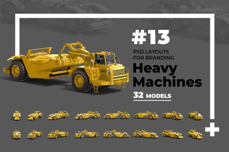 PSD Mockup 3D model Heavy Machines - Wheel Tractor Scraper #13