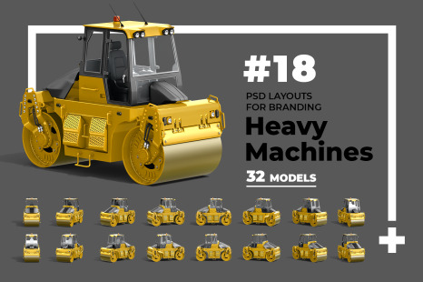 PSD Mockup 3D model Heavy Machines - Road Roller #18