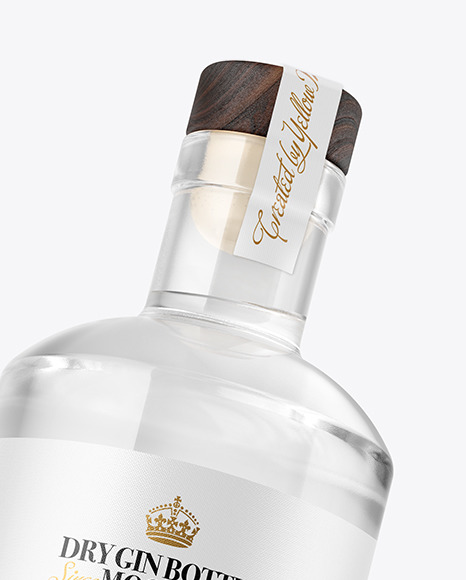 Dry Gin Bottle with Wooden Cap Mockup PSD #2