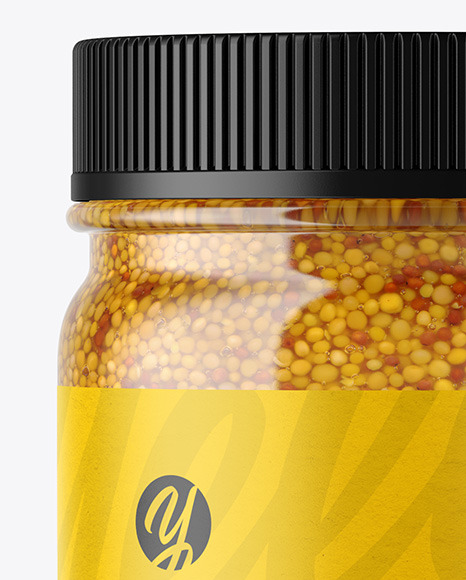 Clear Glass Jar with Wholegrain Mustard Mockup PSD #6