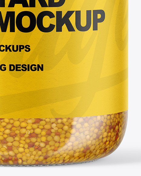 Clear Glass Jar with Wholegrain Mustard Mockup PSD #7