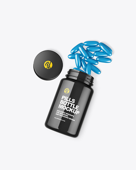 Glossy Bottle w  Capsules Mockup PSD #2