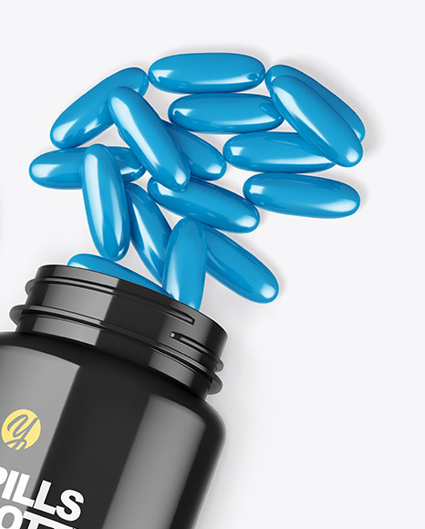 Glossy Bottle w  Capsules Mockup PSD #6