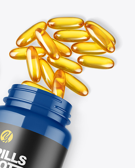 Glossy Bottle w  Capsules Mockup PSD #1