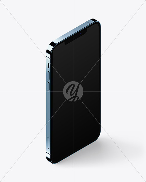 Download Isometric Apple iPhone 12 Pro Max Pacific Blue Mockup Free Mockups