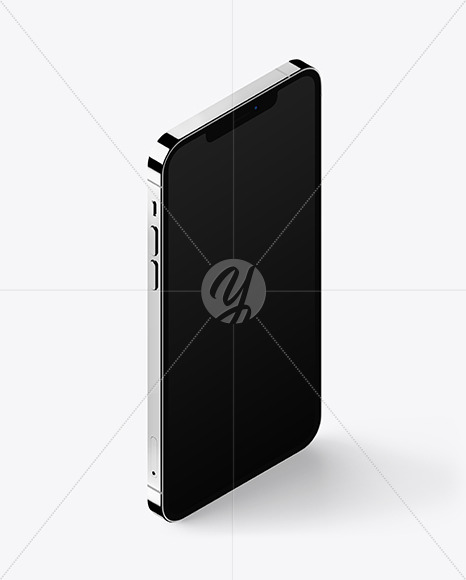 Download Isometric Apple iPhone 12 Pro Max Silver Mockup Free Mockups