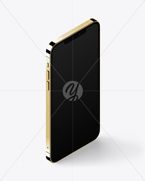 Download Isometric Apple iPhone 12 Pro Max Gold Mockup Free Mockups