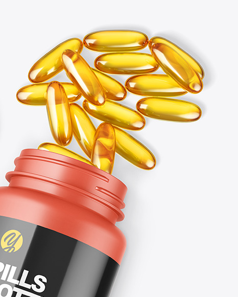 Download Matte Bottle w/ Capsules Mockup in Jar Mockups on Yellow Images Object Mockups