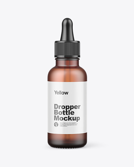 Frosted Amber Glass Dropper Bottle Mockup PSD #7