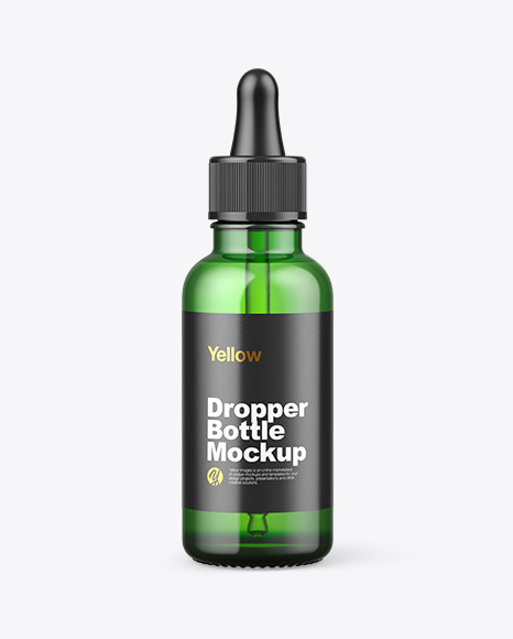 Green Glass Dropper Bottle Mockup