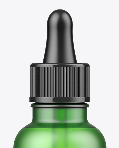 Frosted Green Glass Dropper Bottle Mockup PSD #1