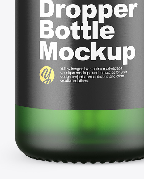 Frosted Green Glass Dropper Bottle Mockup PSD #6