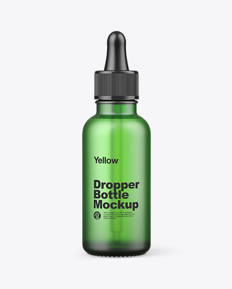 Frosted Green Glass Dropper Bottle Mockup PSD #7