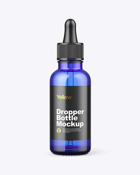 Blue Glass Dropper Bottle Mockup