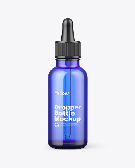 Blue Glass Dropper Bottle Mockup PSD #2