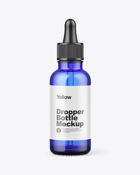 Blue Glass Dropper Bottle Mockup PSD #7