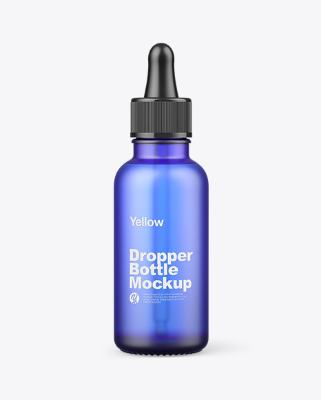Frosted Blue Glass Dropper Bottle Mockup PSD #2