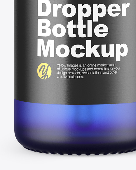 Frosted Blue Glass Dropper Bottle Mockup PSD #6